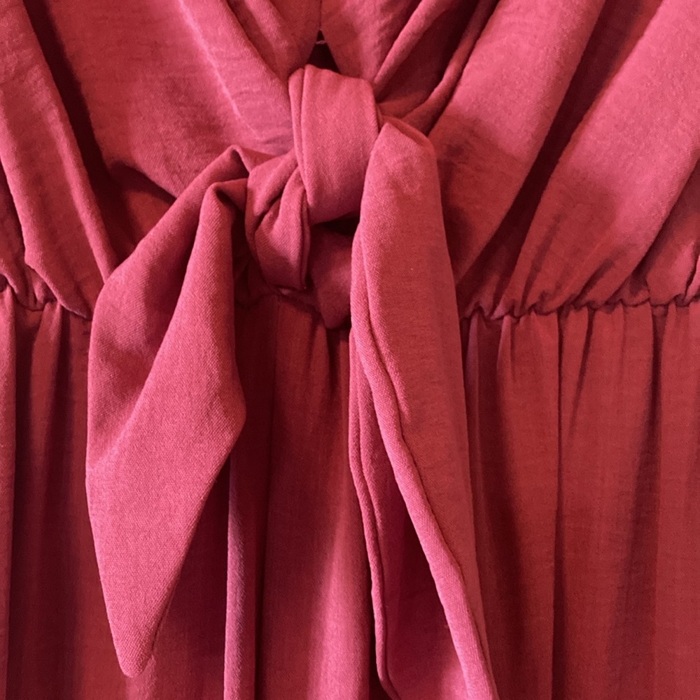 Like New Large She & Sky Terracotta Jumpsuit with Tie Front and Slit Back (ABBA) - Picture 6 of 16